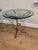 Maison Jansen Pair of Vintage French Glass, Steel and Brass Round Side Tables Attributed to Maison Jansen For Sale - Image 4 of 7