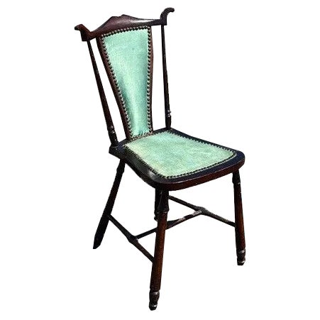Turquoise Mahogany Side Chair For Sale