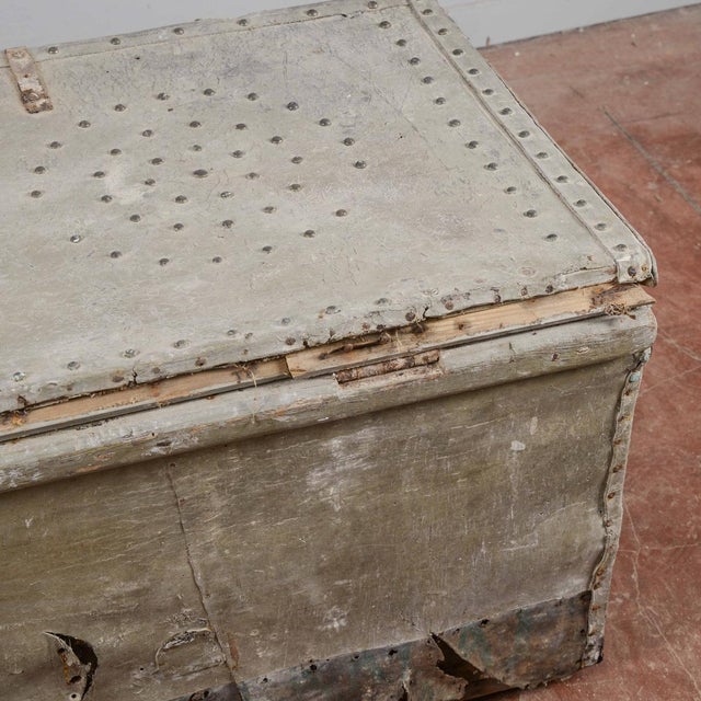 Antique Trunk in Wood, Metal, and Leather For Sale - Image 12 of 18