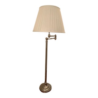 Ralph Lauren Polished Nickel Floor Lamp With Shade For Sale