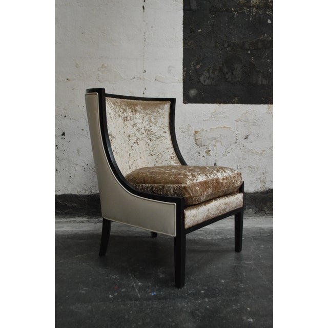 2010s Crushed Velvet Occasional Chair With Leather For Sale - Image 5 of 5