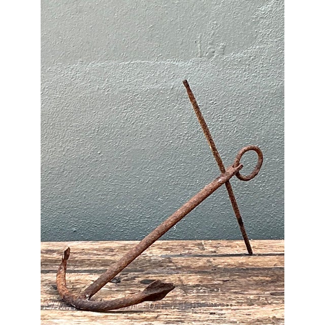 Vintage Weathered Iron Nautical Anchor For Sale - Image 10 of 12