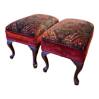 1940s Vintage Paisley Ottomans - A Pair For Sale