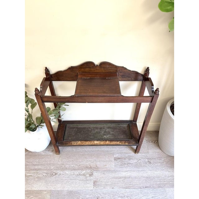 Victorian Wooden Entryway Console Table with Umbrella and Plant Stand For Sale - Image 5 of 10