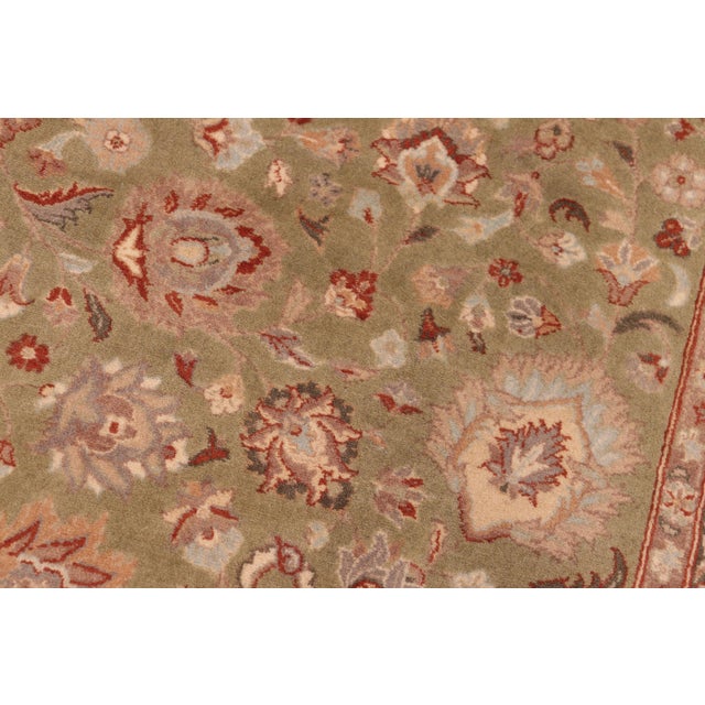 Shabby Chic Floral 1990's Pak-Persian Green/Beige Wool Rug - 5'11'' X 9'3'' For Sale In New York - Image 6 of 9