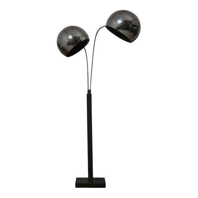 Vintage Chrome Double Headed Floor Lamp For Sale