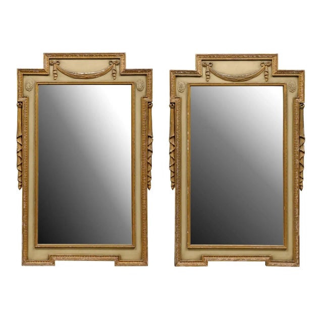 Gold Early 20th Century Swedish Gilded and Painted Mirrors - a Pair For Sale - Image 8 of 8