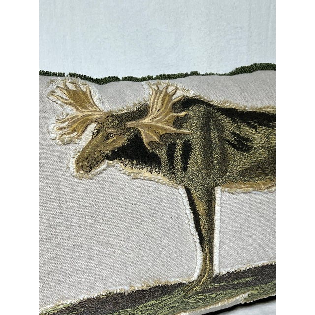 2020s Design Legacy by Kelly O’Neal Rustic Moose Printed Linen Pillow For Sale - Image 5 of 5