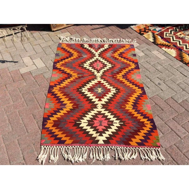 1960's Bohemian Kilim Rug, 61" X 41" For Sale - Image 10 of 10