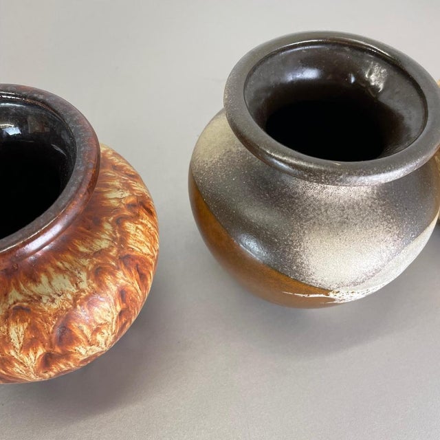 Vintage Pottery Fat Lava Vases attributed to Scheurich, Germany, 1970s, Set of 3 For Sale - Image 10 of 18