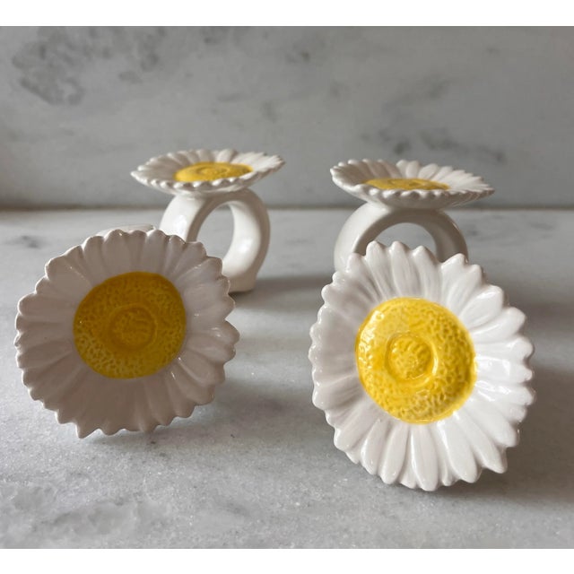 Shabby Chic Vintage Glass Daisy Flower Napkin Rings - Set of 4 For Sale - Image 3 of 9