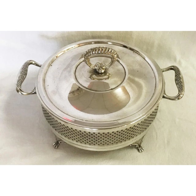 Shabby Chic Vintage Italian Silverplate Casserole Dish With Lid For Sale - Image 3 of 8