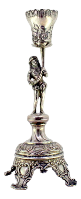 Silver Toothpick Holder with Floral Page Holding Chalice
