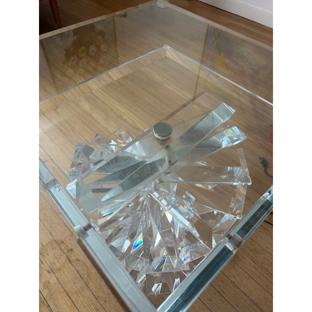Glass Modern Stacked Lucite Spiral Dna Helix Side Tables For Sale - Image 7 of 12
