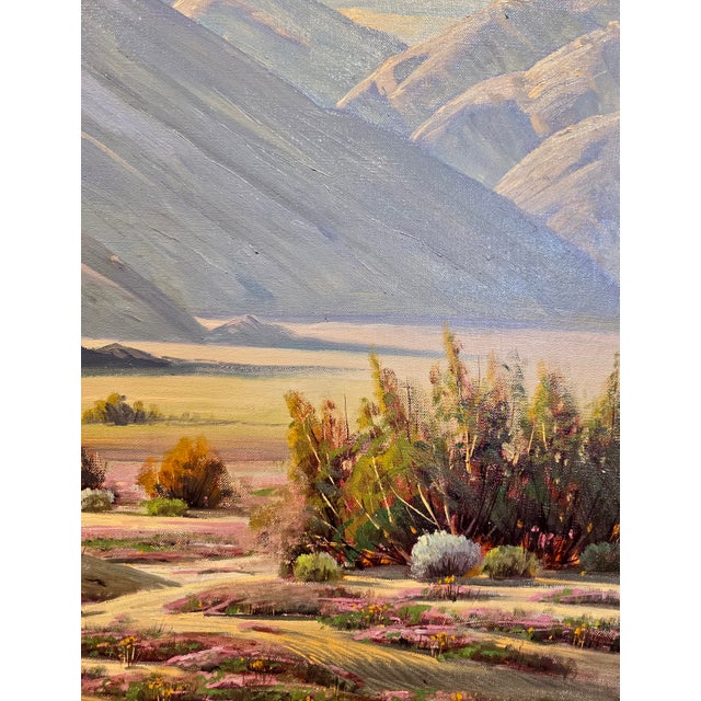 Textile Paul Grimm -Spring 1957 Mojave Desert Amazing Landscape -Oil Painting For Sale - Image 7 of 10