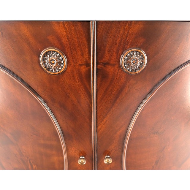 Wood Federal Flame Crotch Mahogany Bow Front Double Door Compartment Sideboard For Sale - Image 7 of 12