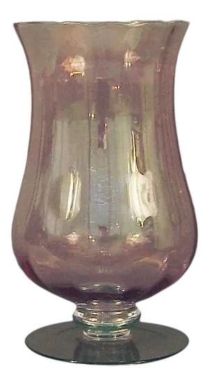 Vintage 1940s Light Pink & Clear Hand-Blown Glass Vase