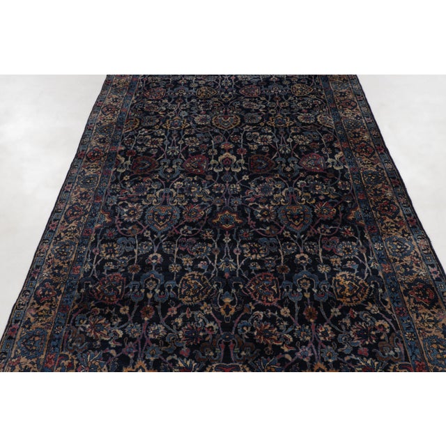 Rug & Kilim Vintage Turkish Floral Wool Gallery Runner in Blue by Rug & Kilim, 1950-1959, Turkey For Sale - Image 4 of 13