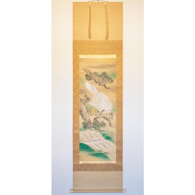 Nishii Shōdō "White Hawk on a Pine Tree", Late Meiji to Early Showa Large Scroll Painting For Sale - Image 18 of 18