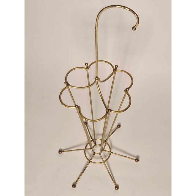 Mid-Century Modern Umbrella Stand in Metal with Gold Color Finish, 1950s For Sale - Image 6 of 7