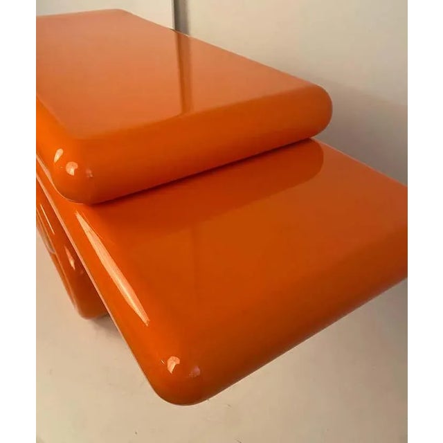 1980s Modern Sculptural Console Table in "Hermes" Orange Lacquer For Sale - Image 5 of 11