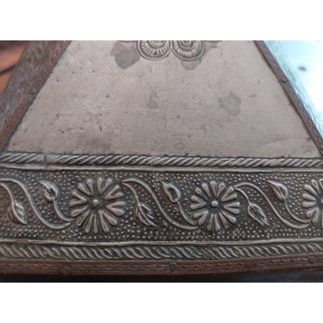 Vintage Elegant Indian 6-Drawer Stamped Metal & Wood Jewelry Trinket Chest For Sale - Image 11 of 13