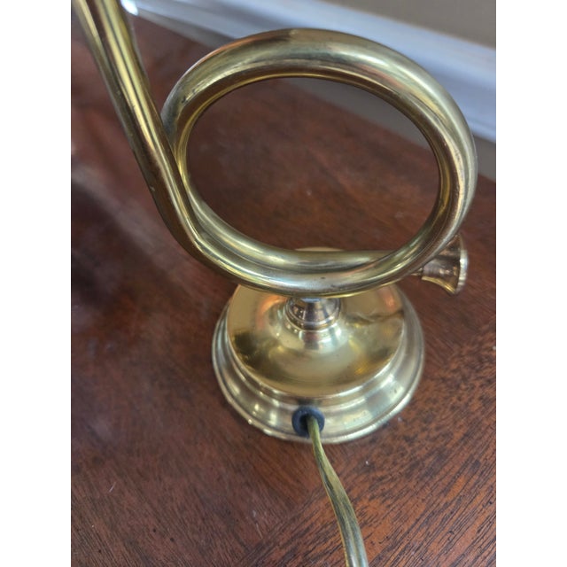 Vintage Equestrian English Style Horse Hunting Brass Horn-Shaped Lamp For Sale - Image 9 of 11