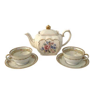 Vintage Floral "Tea for Two" Tea Set, 5 PCS For Sale