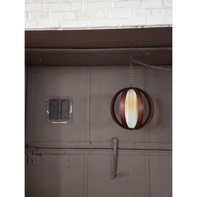 1960s Mid Century Bentwood Globe Pendant Swag Light For Sale - Image 4 of 10