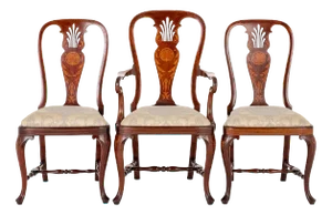 Queen Anne Desk Chairs in Mahogany, 1890s, Set of 3