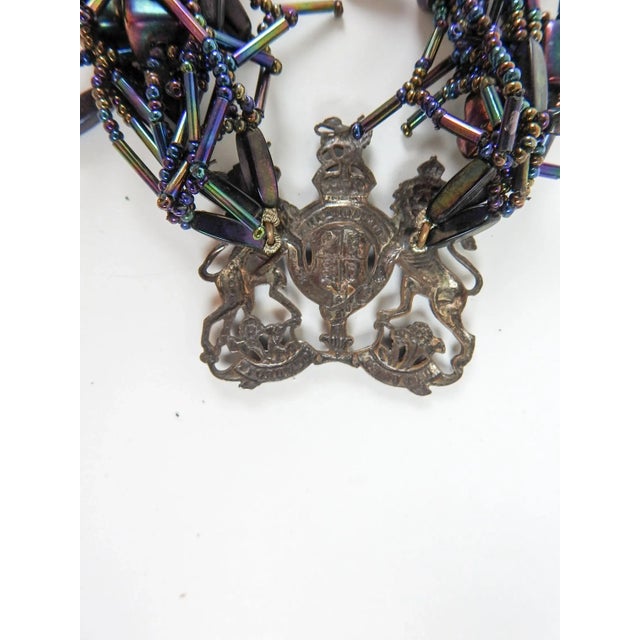 Metal Vintage 1990s Artist Made Purple Iridescent Beaded Necklace For Sale - Image 7 of 7
