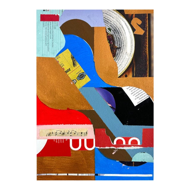 Contemporary Abstract Mixed Media on Paper Painting "Blue Courier No.38" by Jeremy Annear For Sale