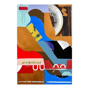 Contemporary Abstract Mixed Media on Paper Painting "Blue Courier No.38" by Jeremy Annear