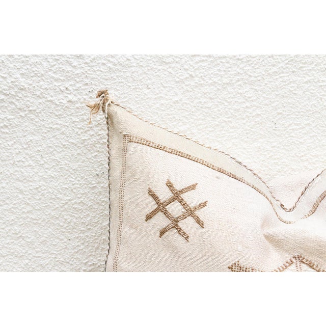 1990s Riad Cream Silk Rug Lumbar Pillow For Sale - Image 5 of 7