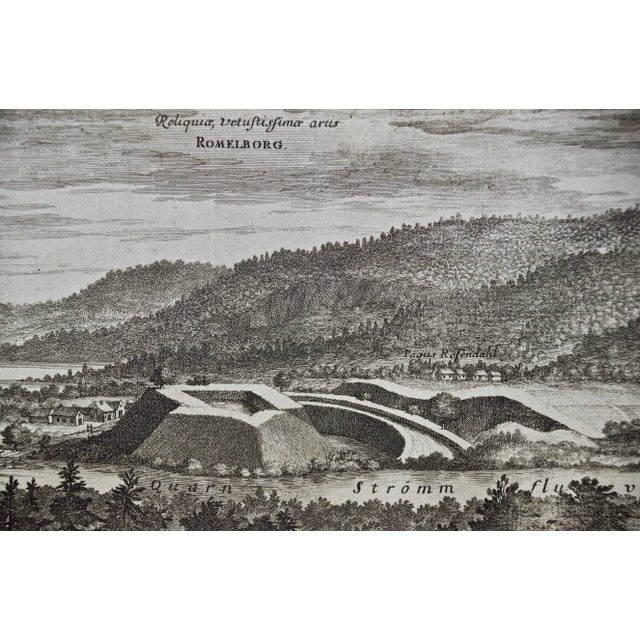 An antique engraved view of "Romelborg", Sweden in 1705 from "Sueciae Antiquae et Hodiernae"' published in Stockholm by...