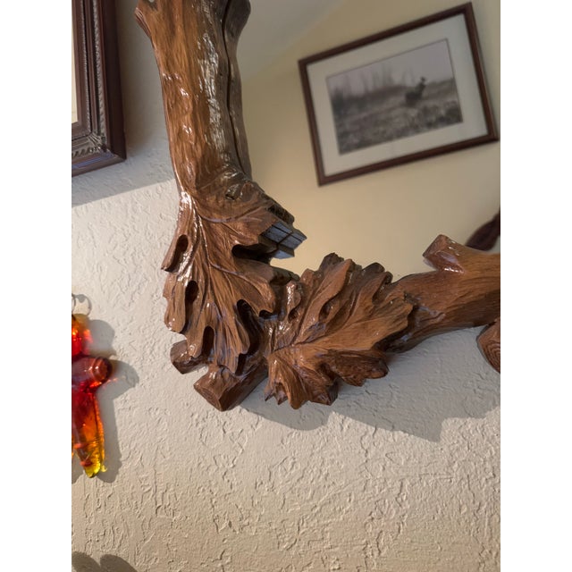 Wood 1990s Ray Kinman Custom Carved Wood Mirror For Sale - Image 7 of 10