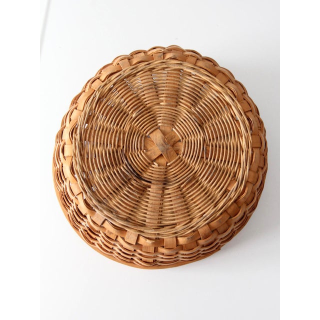 Vintage Handwoven Wood Splint Basket For Sale - Image 12 of 15