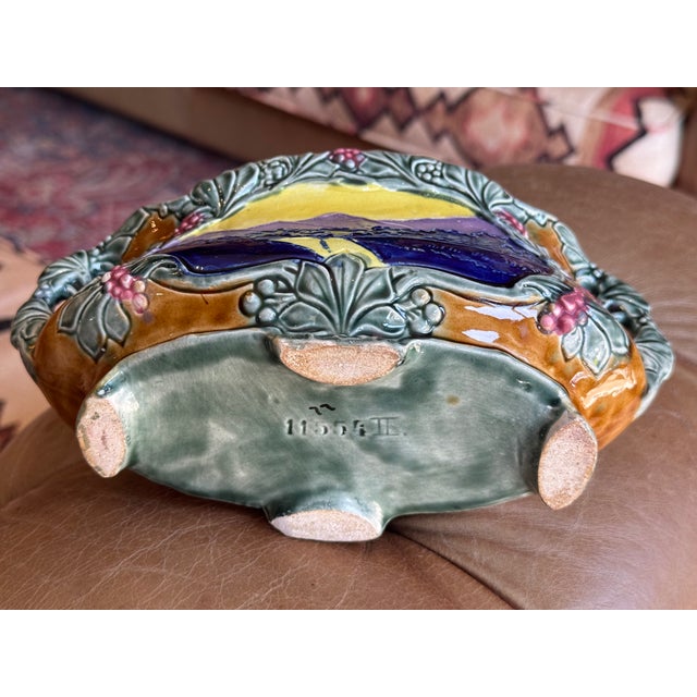 Ceramic Antique French Majolica Vase- Art Nouveau Style For Sale - Image 7 of 13