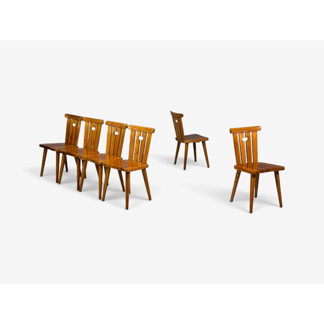 Mid-Century Modern Göran Malmvall, Six Dining Chairs, Pine, Sweden, 1970s For Sale - Image 3 of 10
