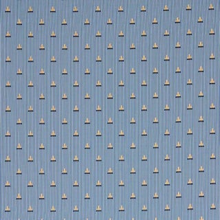 Sample - Schumacher Ludus Stripe Fabric in Blue For Sale