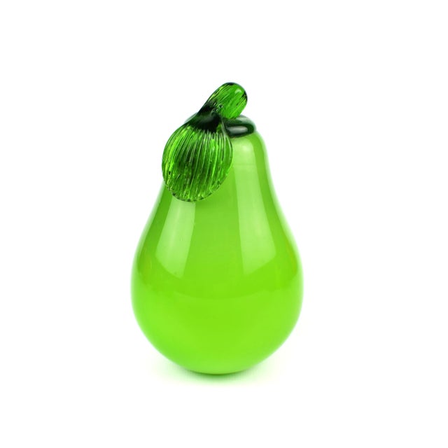 Mid-Century Modern Mid Century Modern Handblown Green Pear Figurine Art Glass For Sale - Image 3 of 4