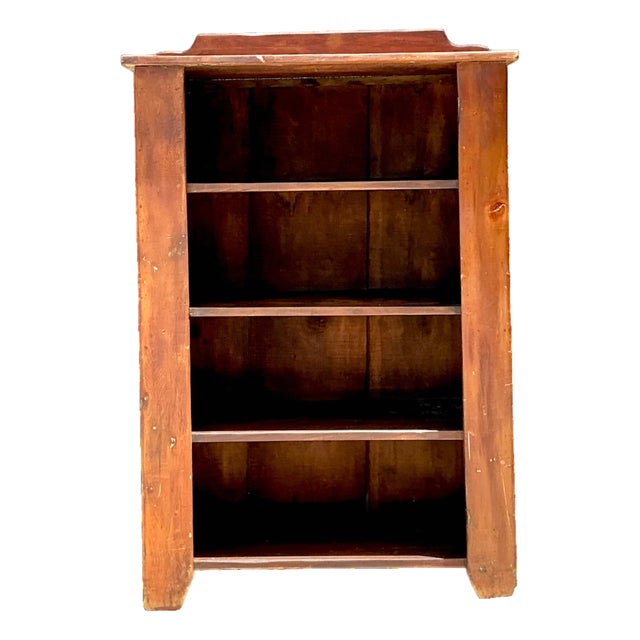 Vintage Rustic Handcrafted Wood Shelving Unit For Sale