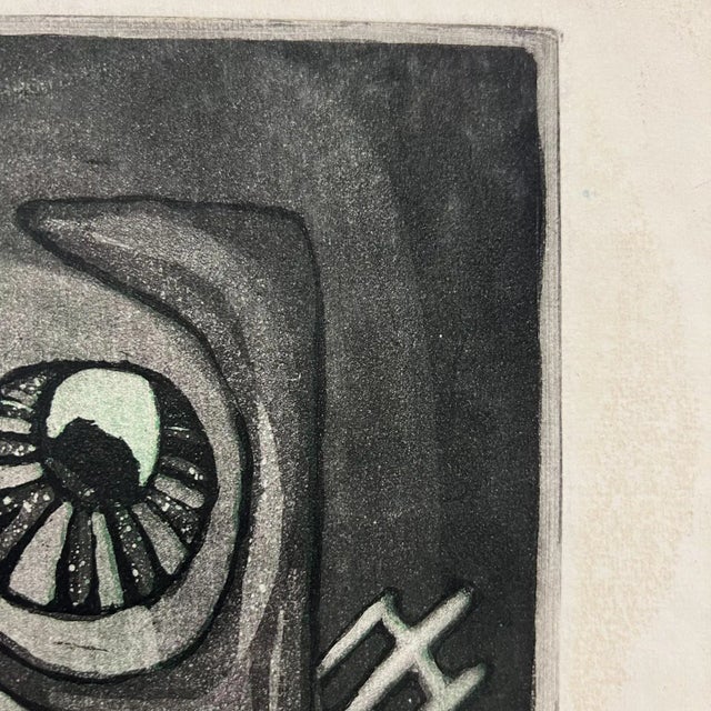 Abstract Maria Teresa Vieyra Rincon Original Abstract Art Paper Engraving 6/25 Pez Fish For Sale - Image 3 of 13