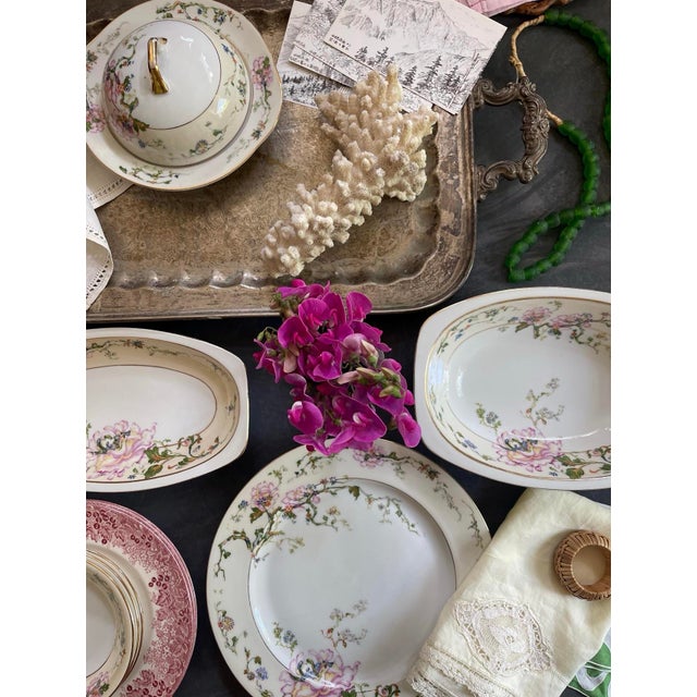 Mid-Century Modern Vintage Mid 19th Century Czechoslovakian Epiag Floral Yellow and Pink 5.25” Small Bowls Garden Party Chic - Set of Nine (9) For Sale - Image 3 of 9