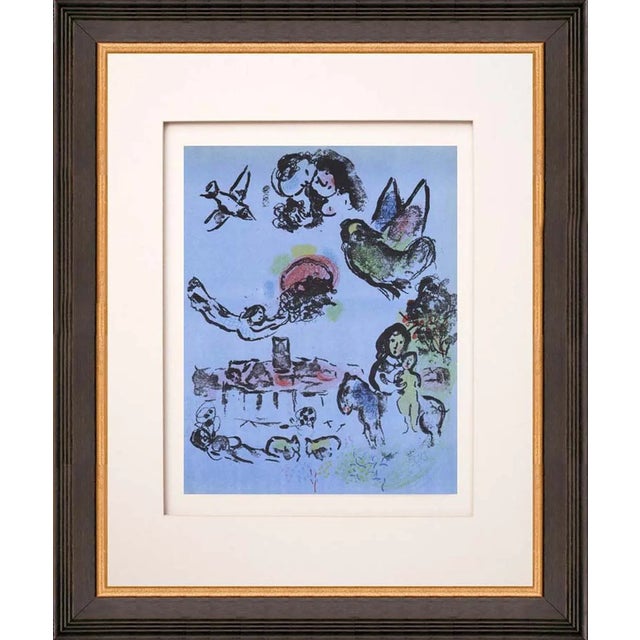 Marc Chagall Original Lithograph Nocturne at Vence 1963 Framed* For Sale