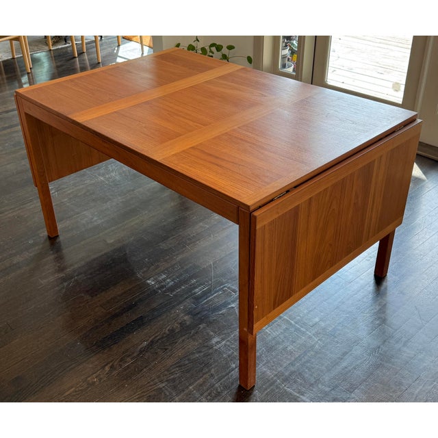 1960s Vejle Stole Møbelfabrik Teak Dining Table | Extendable Drop Leaf | Seats 8 For Sale - Image 10 of 11