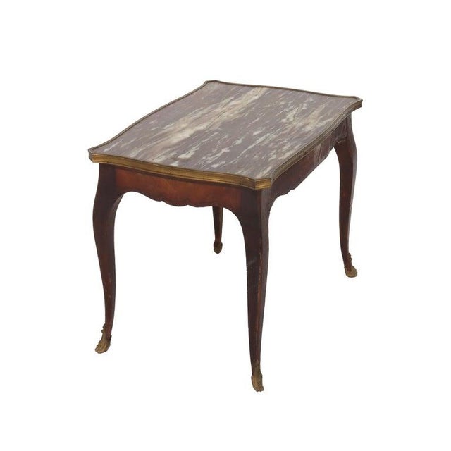 Antique French Louis XV Kingwood Rouge Marble Top Low Table C1900 For Sale - Image 6 of 8