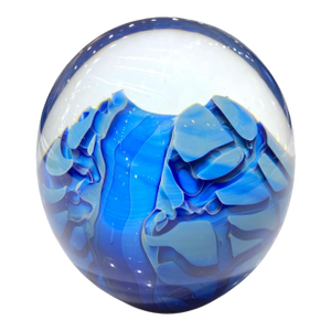 Stunning Robert Eickholt Signed Sculptural Blue Paperweight Ohio Art Glass