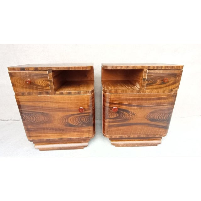 Mid-Century Modern Art Deco Bedside Tables by Jindrich Halabala for Up Závody, 1940s, Set of 2 For Sale - Image 3 of 18