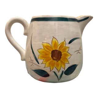 Vintage Mid-Century Stangl Pottery "Country Garden" Hand-Painted Ceramic Sunflower Pitcher For Sale